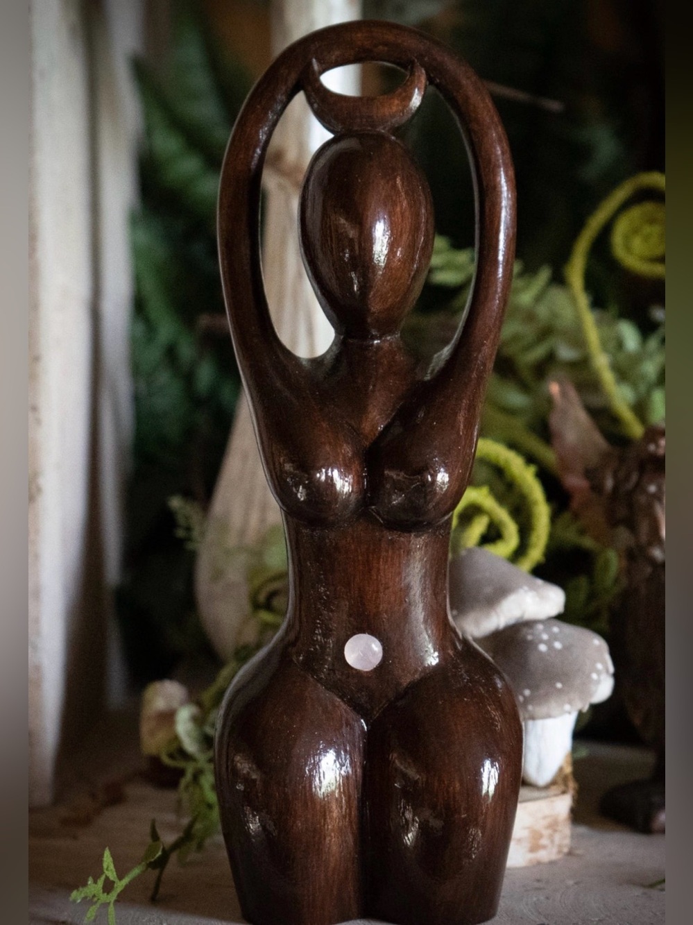 Exclusive “Witches Moon” Hand-carved Goddess Totem-with Rose Quartz